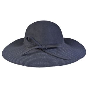 Christy’s Crown Collection 100% Wool Wide Brim Navy Hat With Bow Detail